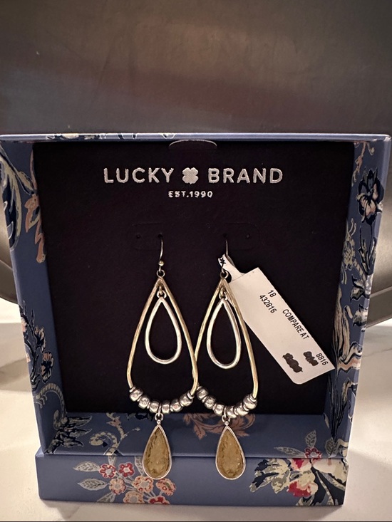 Lucky Brand Jewelry - Lucky Brand Gold and Silver-Tone Double Teardrop Dangle Earrings